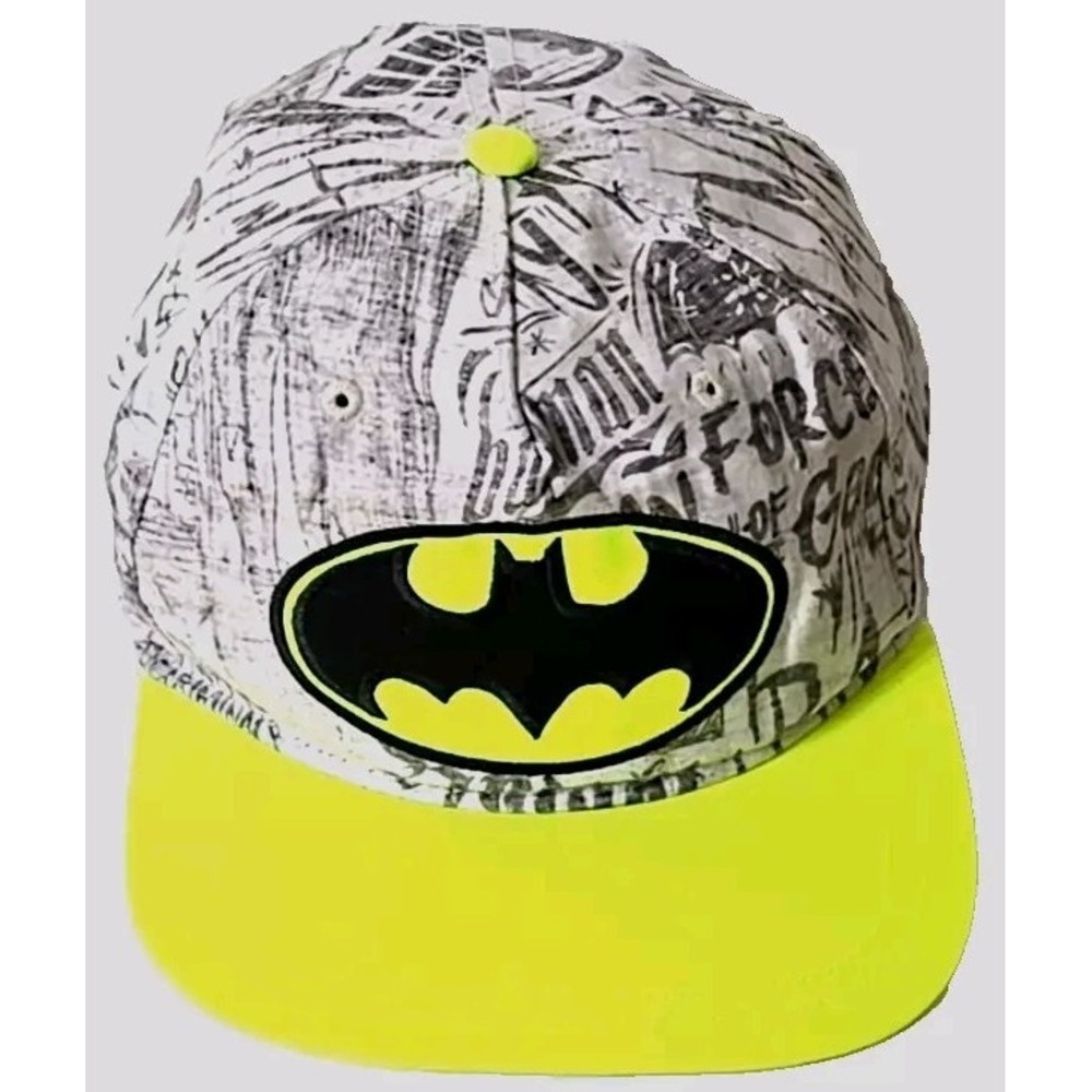 VTG Batman Hat Youth Neon Gotham City Not Afraid Graffiti Snapback Cap 90s